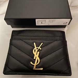 Saint Laurent Monogram Matelassé Leather Card Case. Lightly used.